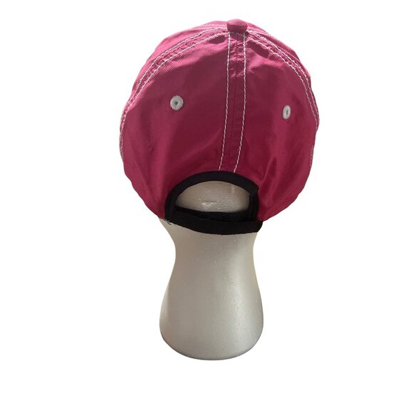 Pink Baseball Cap With White Stitching & Black Trim Adjustable Strapback Closure - Picture 5 of 9